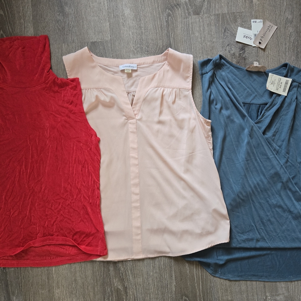 Calvin Klein Women's Tops - Red, Pink, and Blue